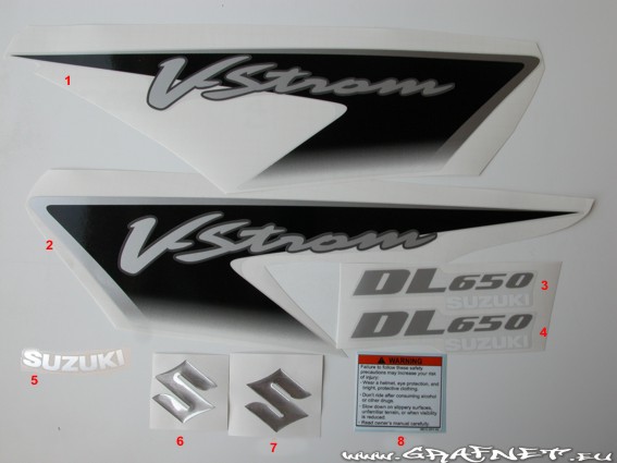 Naklejki Suzuki DL 650 VStrom 20072008 SREBRNY