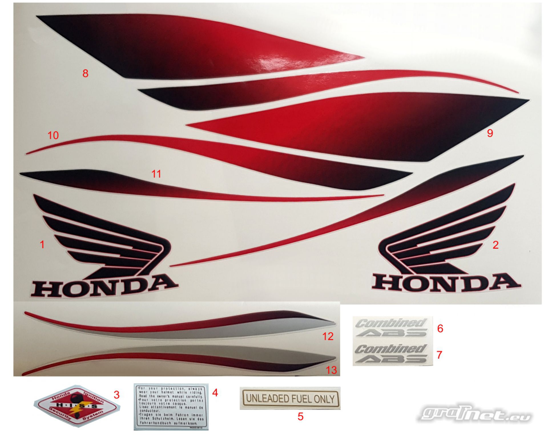 Naklejki Honda CB 600F 20092010 GRAFITOWY