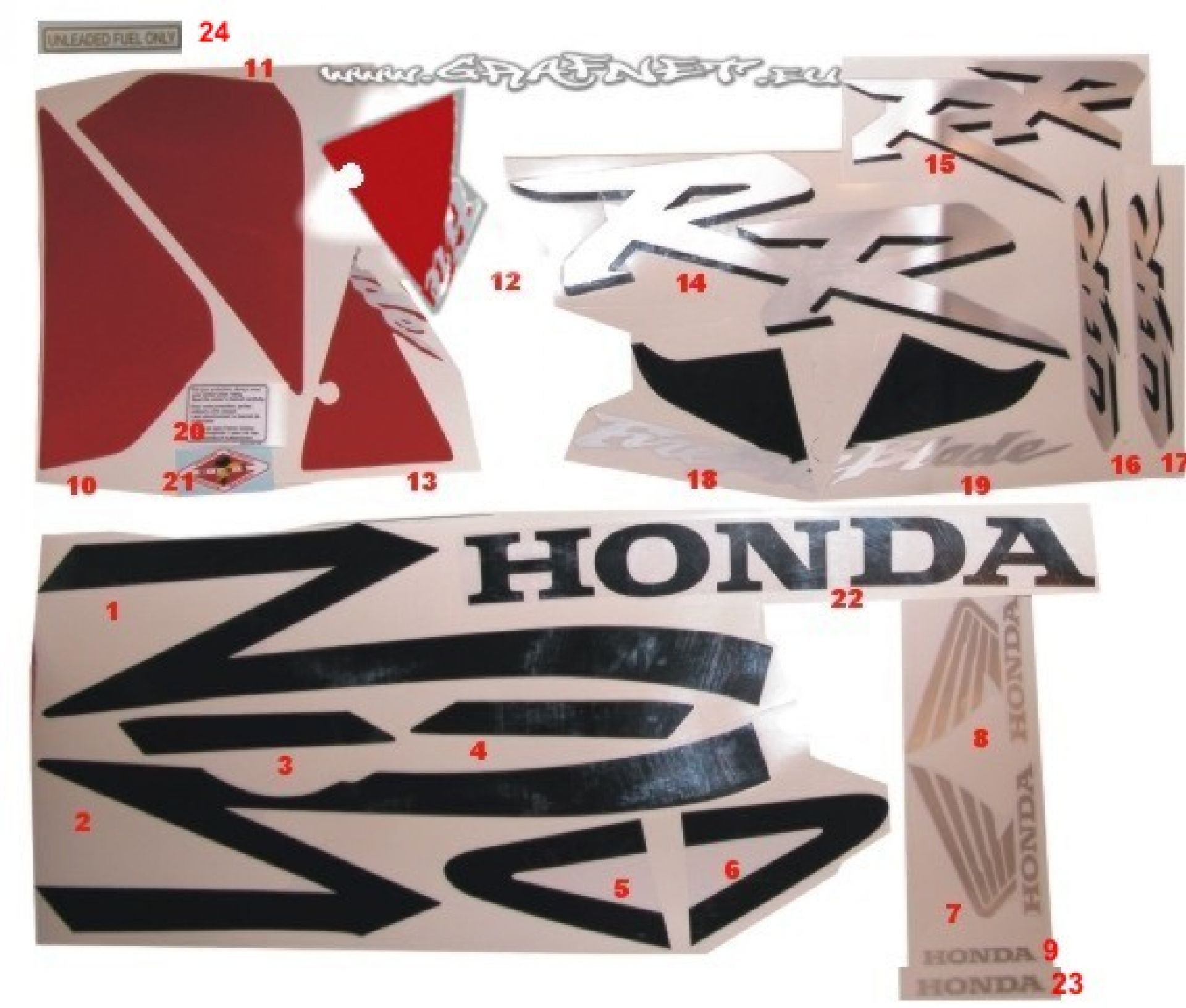 Naklejki Honda CBR 954RR 20022003 ŻÓŁTOFIOLETOWA