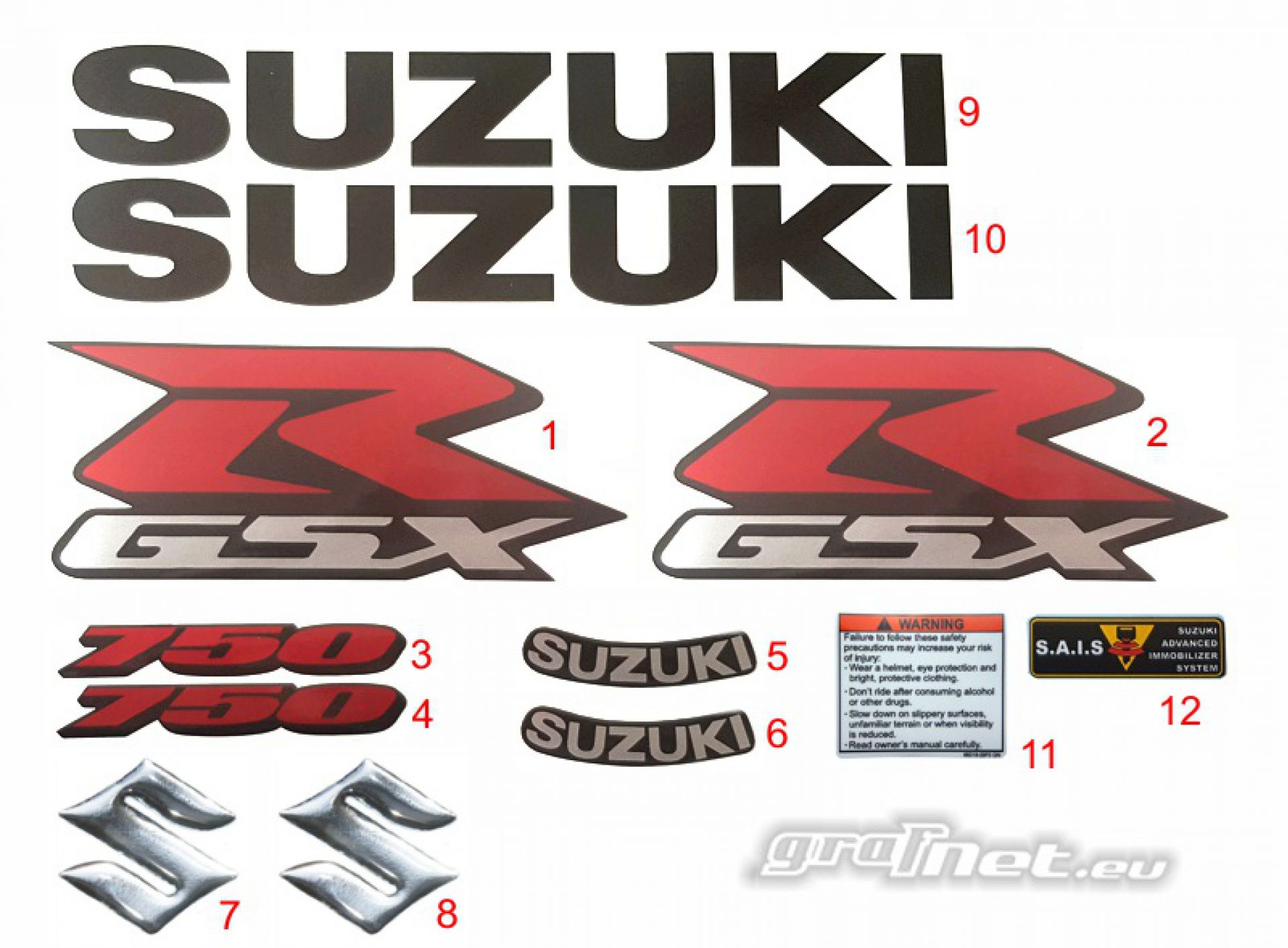 Naklejki Suzuki GSXR 750 20062007 CZARNY NAKLEJKI NA
